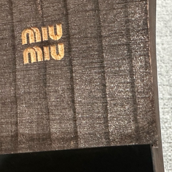 Miu Miu Brown and Cream Studded Mules - Picture 8 of 10